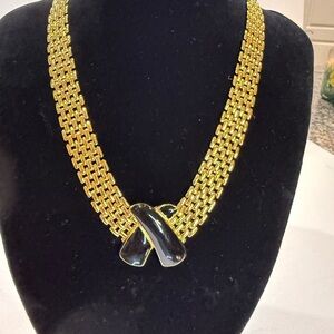 NEW! Elegant Gold and Black Chunky Link Mesh Necklace
